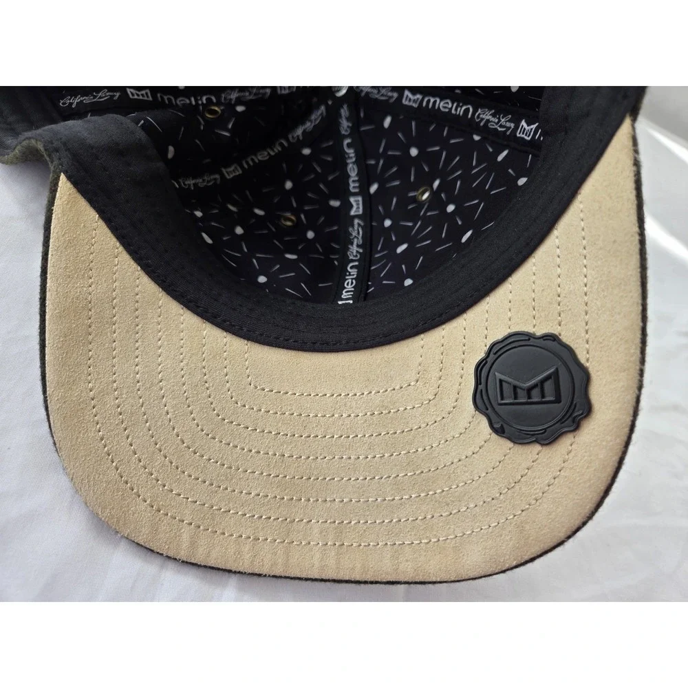 Melin Thermal Olive Green Leather Strapback Wool Hat Cap Golf Streetwear EUC